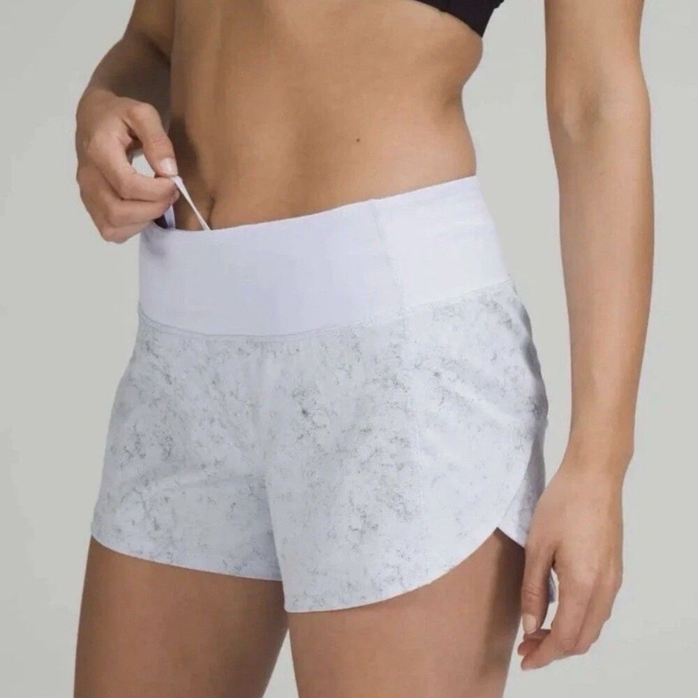 Lululemon Speed Up 4” Inseam Mid-Rise Blue Gravel Dust Running Shorts Size 10